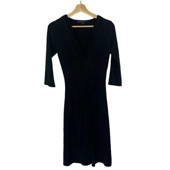 Laundry by Shelli Segal Black Fitted Ruched Middle 3/4 Sleeve Dress 6 - Picture 1 of 4